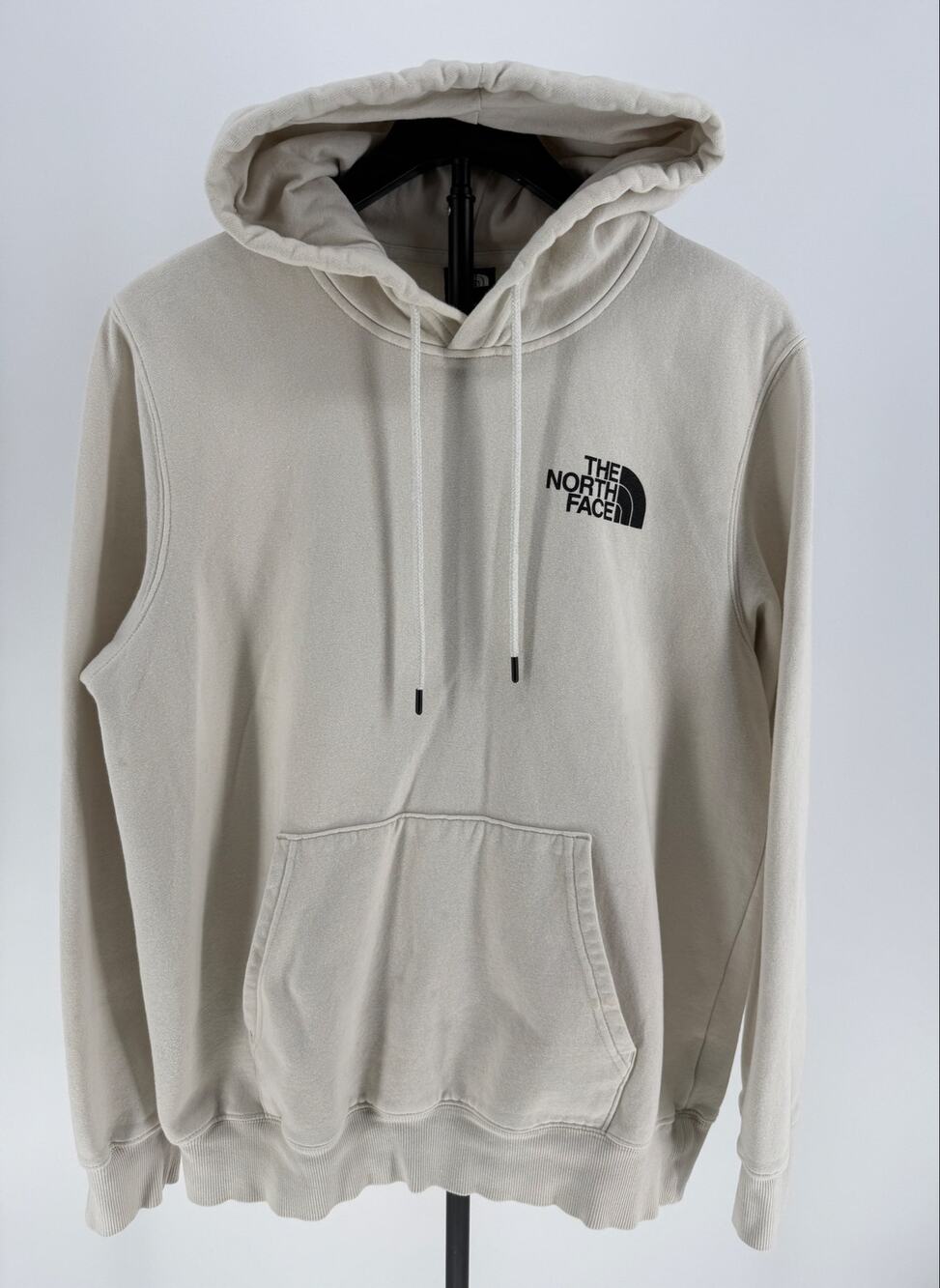 The North Face Hoodie Mens M Cream Mountain Graphic Back Heavyweight Pullover